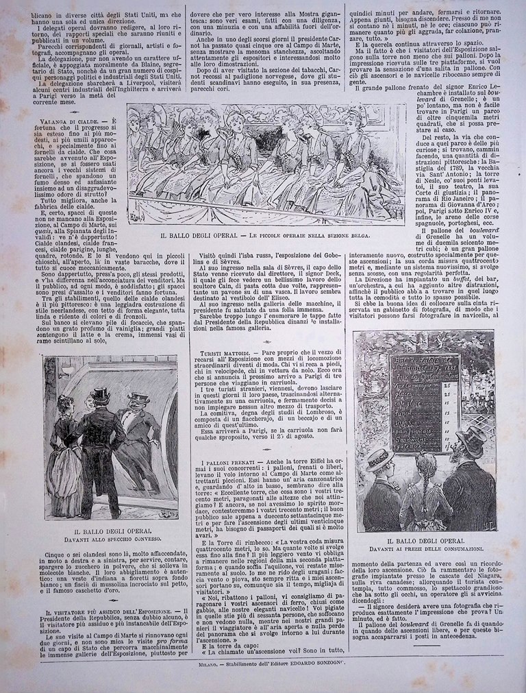 Stampa del 1889 Ballo degli Operai Specchio Convesso Consumazioni Sezione …