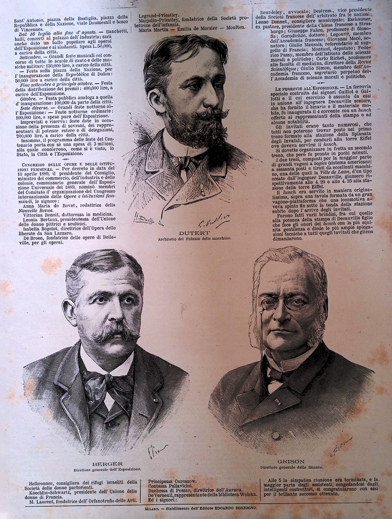 Stampa del 1889 Comitato Esposizione di Parigi Dutert Berger Grison