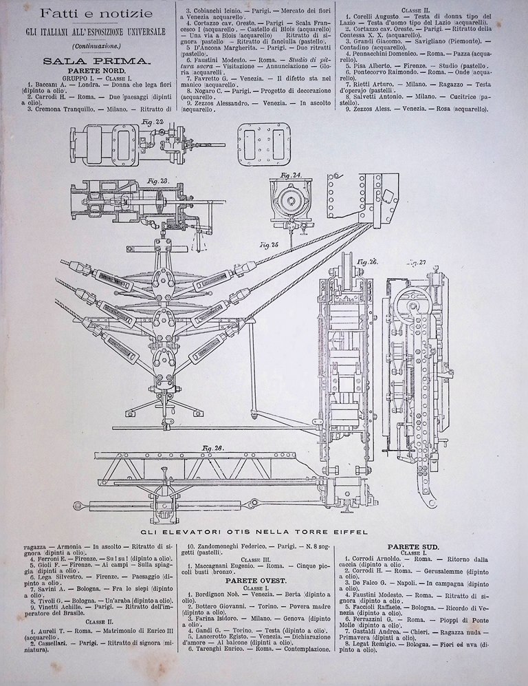 Stampa del 1889 Elevatori Otis nella Torre Eiffel Esposizione di …