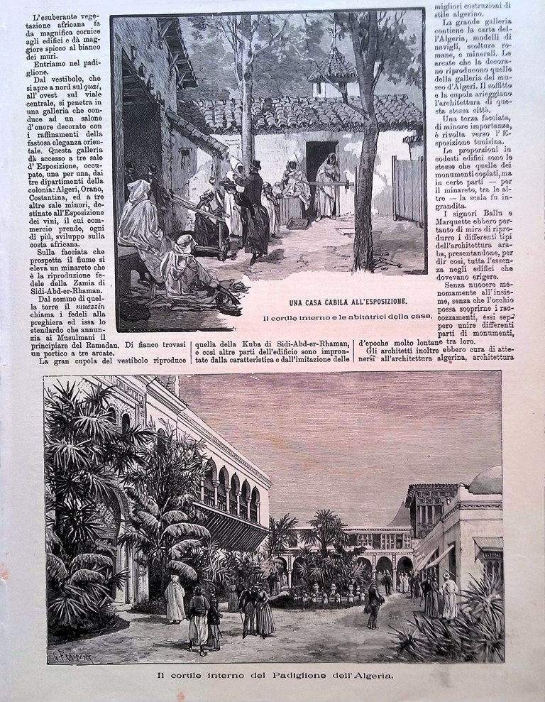 Stampa del 1889 Esposizione di Parigi Casa Cabila Interno Padiglione …