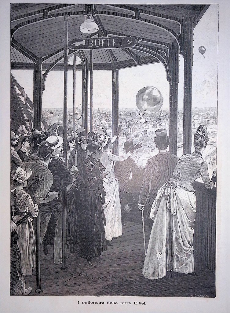 Stampa del 1889 I palloncini della Tour Eiffel Esposizione di …