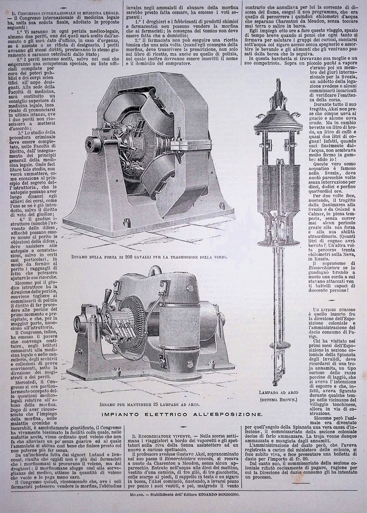 Stampa del 1889 Impianto Elettrico all'Esposizione di Parigi