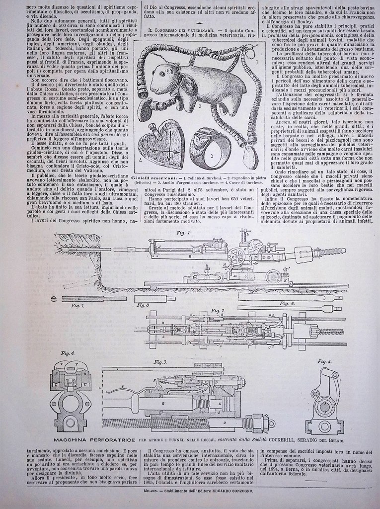 Stampa del 1889 Macchina Perforatrice per aprire i tunnel nelle …