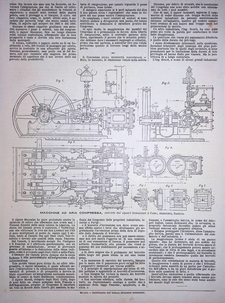 Stampa del 1889 Macchine ad Aria Compressa Burchardt Ingegneri Basilea