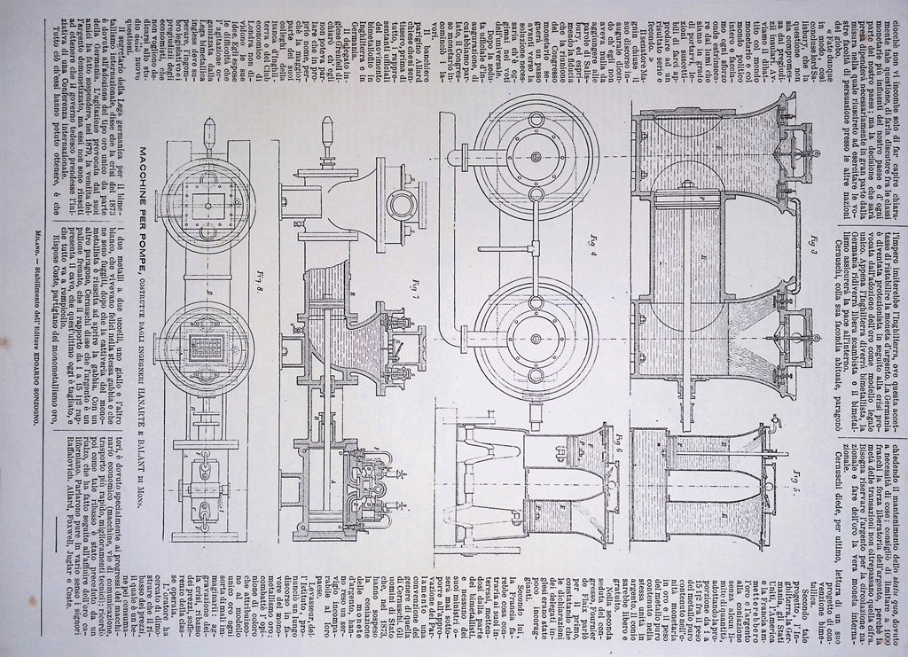 Stampa del 1889 Macchine per Pompe Ingegneri Hanarte Balant Mons …