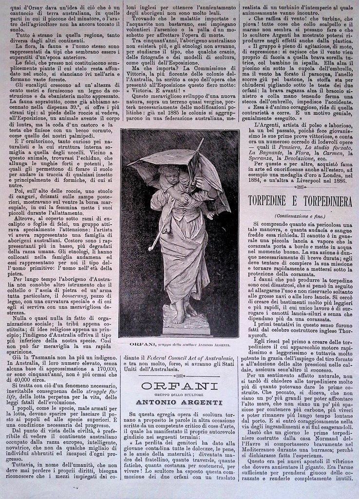 Stampa del 1889 Orfani Antonio Argenti Oreficeria Italiana Accarisi Firenze