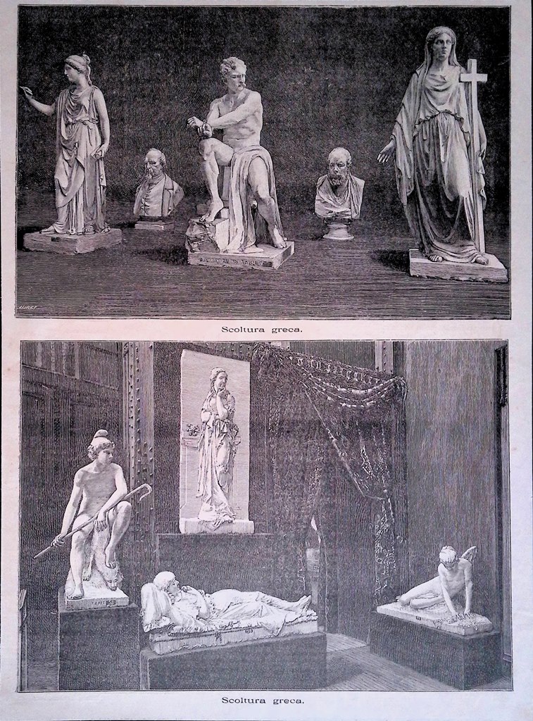 Stampa del 1889 Scultura Greca Esposizione di Parigi