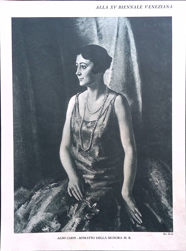 Stampa del 1926 Biennale Venezia Carpi Ritratto della Signora Spadini …