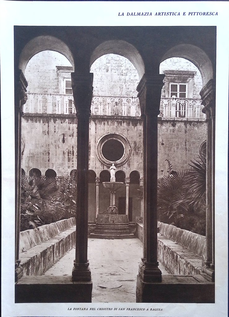 Stampa del 1926 Dalmazia Fontana San Francesco Ragusa Convento Isola …