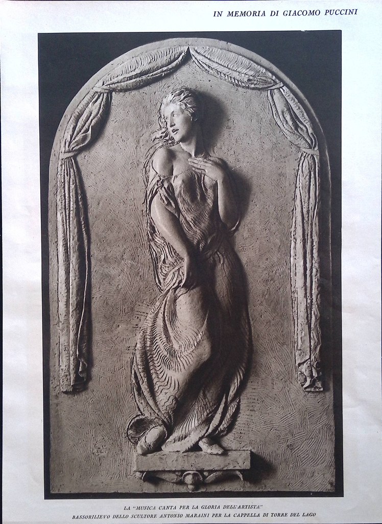 Stampa del 1926 Memoria Giacomo Puccini Maraini Cappella Studio dell'Artista