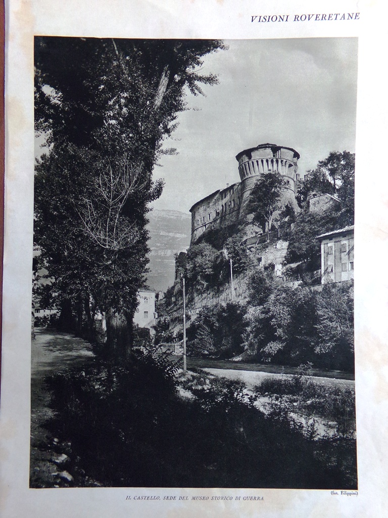 Stampa del 1927 Castello Rovereto Orrido San Colombano