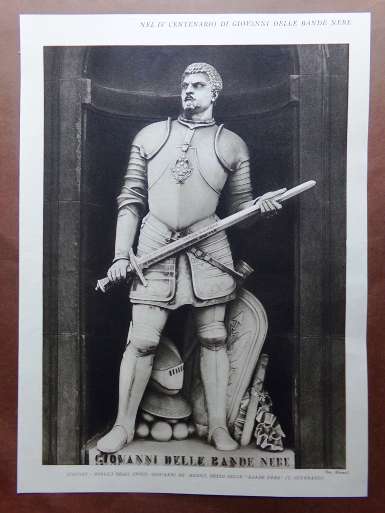 Stampa del 1927 Centenario Giovanni delle Bande Nere Galleria Uffizi …