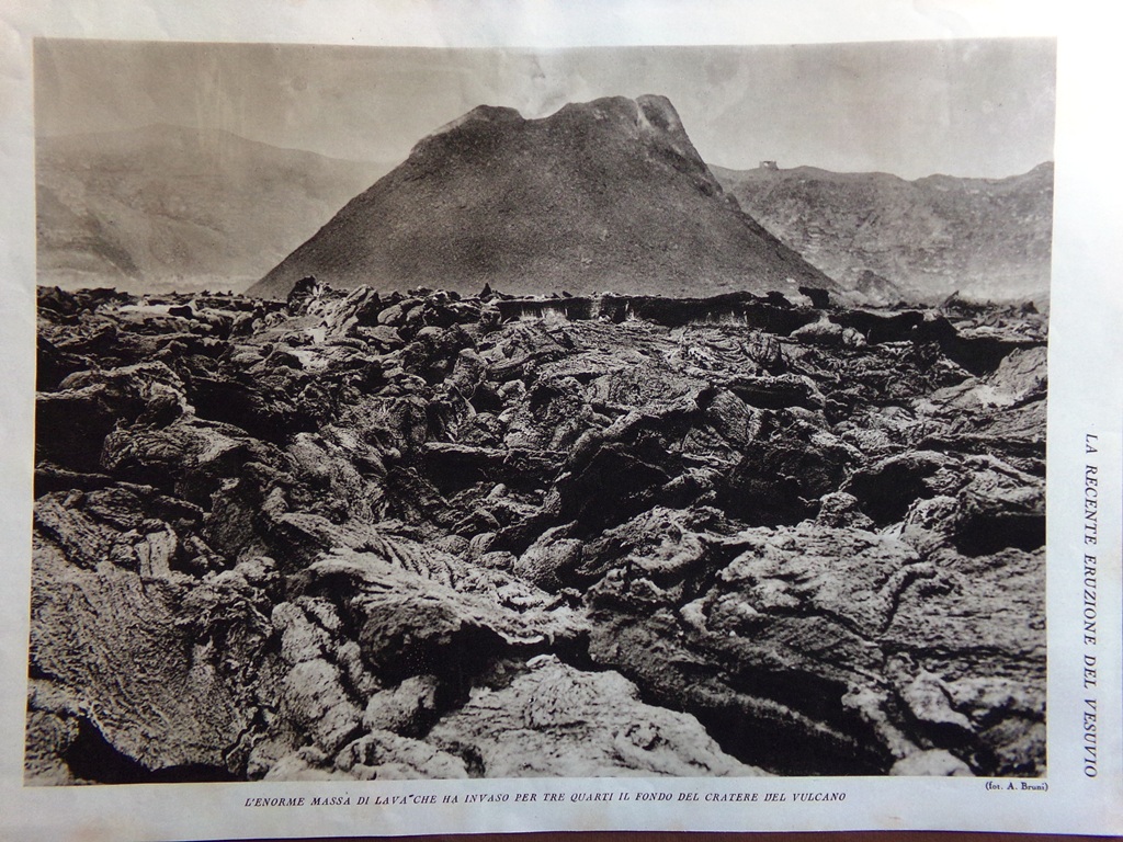 Stampa del 1927 Eruzione del Vesuvio Malandra Sannino Conetto Lava …
