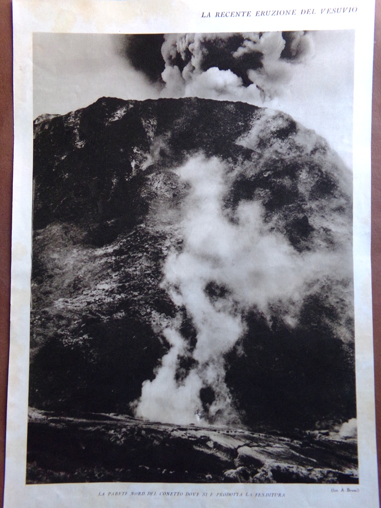 Stampa del 1927 Eruzione del Vesuvio Parete Conetto Colata Lavica
