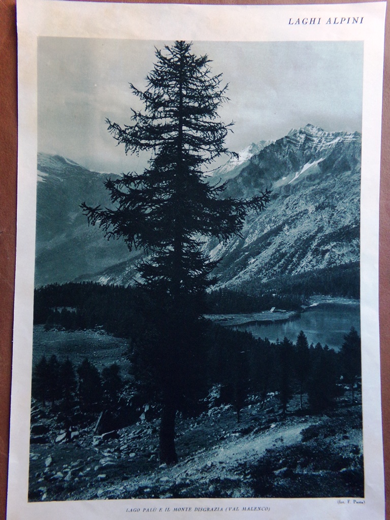 Stampa del 1927 Laghi Alpini Braies Alto Adige Palù Monte …