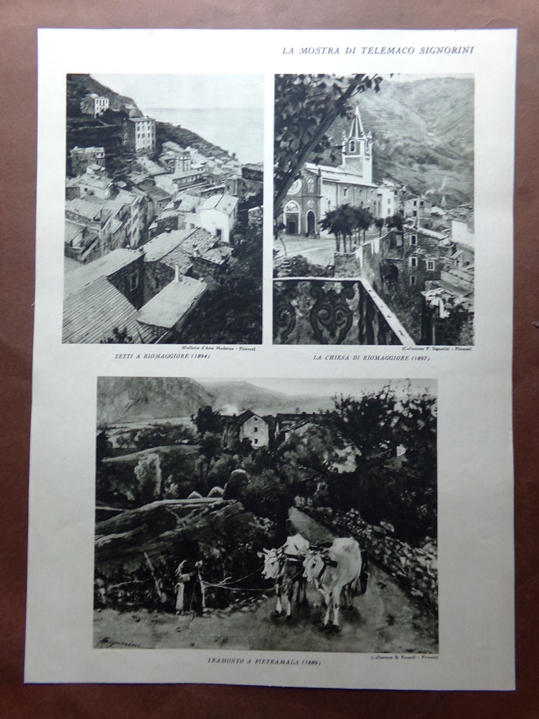 Stampa del 1927 Mostra Telemaco Signorini Riomaggiore Pietramala Tino Primavera