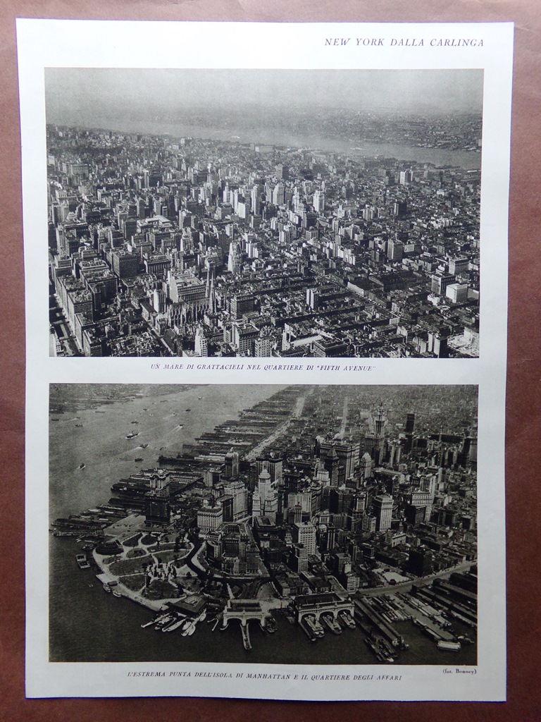 Stampa del 1927 New York Carlinga Grattacieli Manhattan Fifth Avenue …