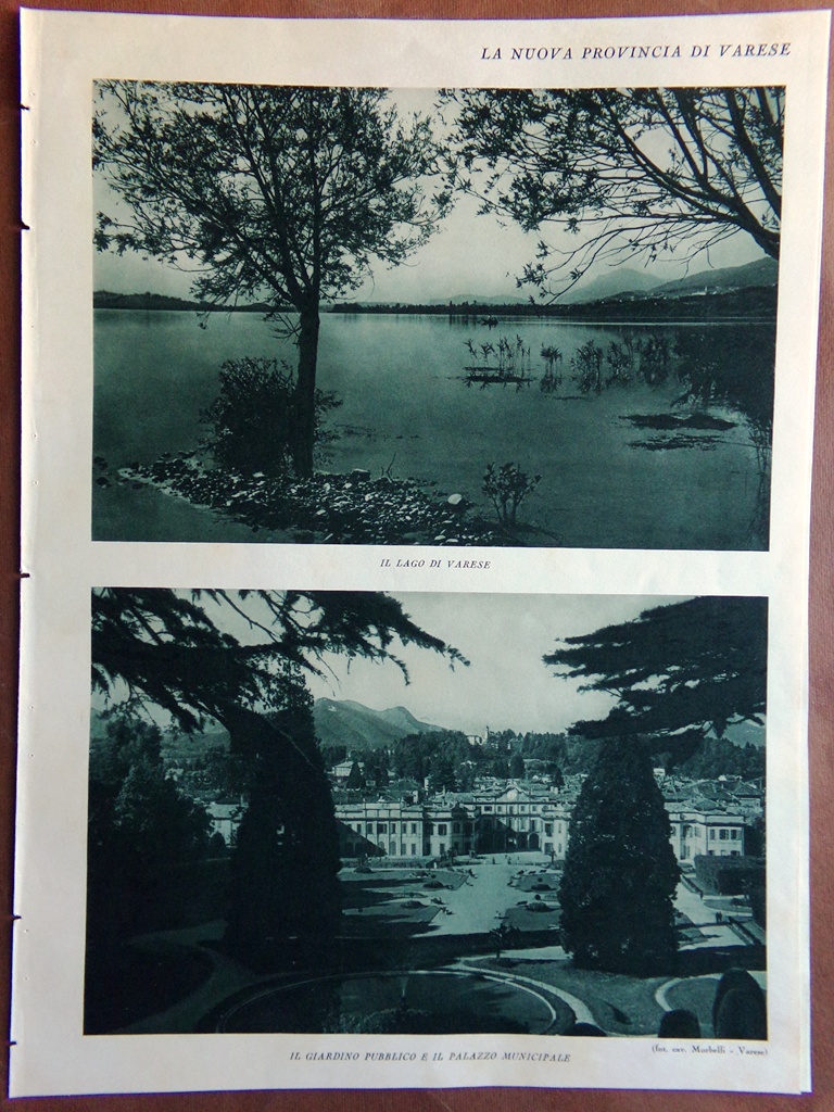 Stampa del 1927 Nuova Provincia Varese Busto Arsizio Gallarate Lago …