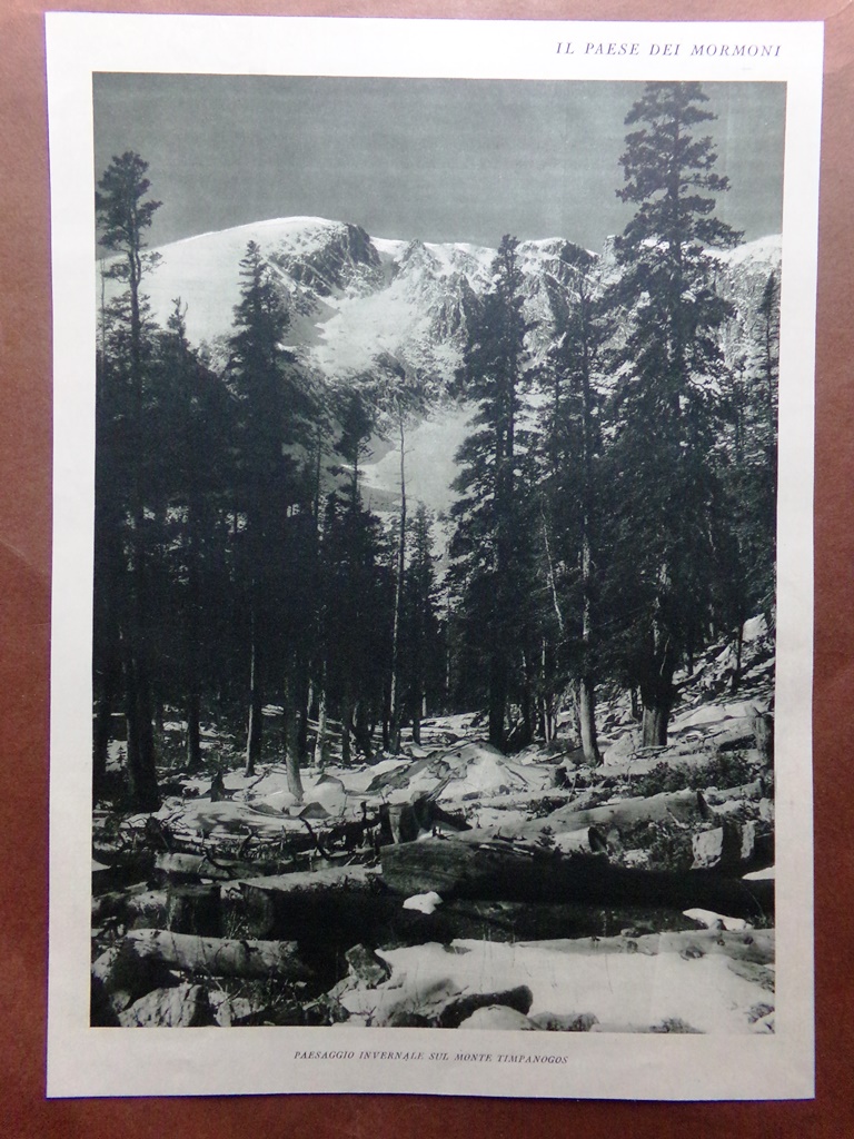 Stampa del 1927 Paese Mormoni Utah Salt Lake Monte Timpanogos …