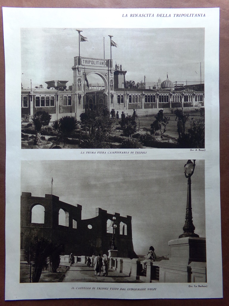 Stampa del 1927 Rinascita Tripolitania Fiera Castello Sabratha Leptis Magna
