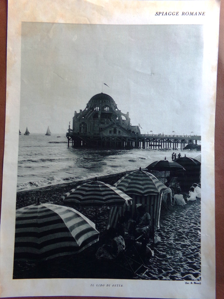 Stampa del 1927 Spiagge Romane Lido di Ostia Fiumicino dalla …