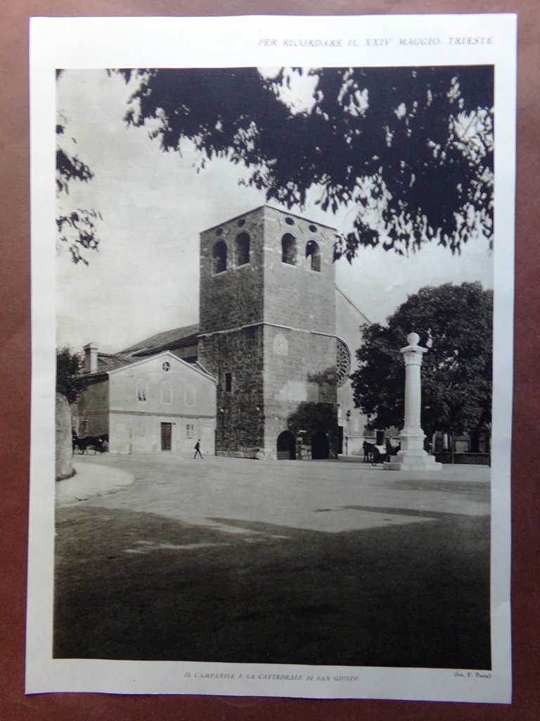 Stampa del 1927 Trieste Cattedrale San Giusto Castello Parco Miramare …