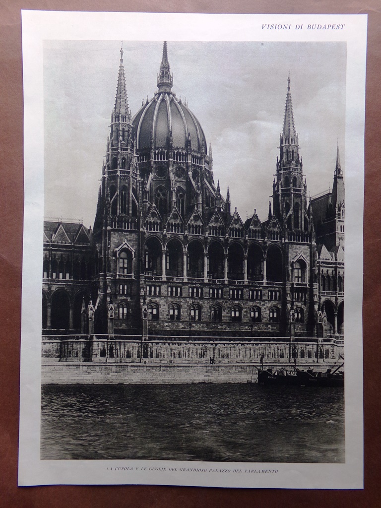 Stampa del 1927 Visioni Budapest Palazzo del Parlamento Reale Monumento …
