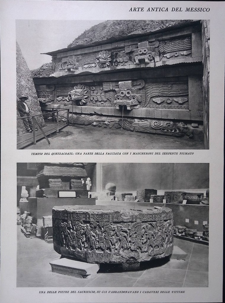 Stampa del 1928 Arte Antica del Messico Tempio Quetzalcoatl Pietre …