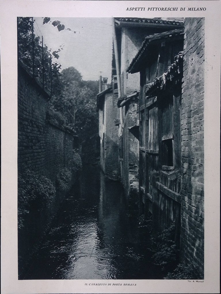 Stampa del 1928 Aspetti di Milano Canaletto Porta Romana Naviglio …