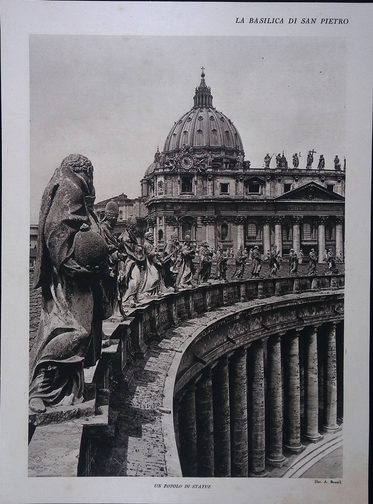 Stampa del 1928 Basilica di San Pietro Popolo Statue Palazzi …