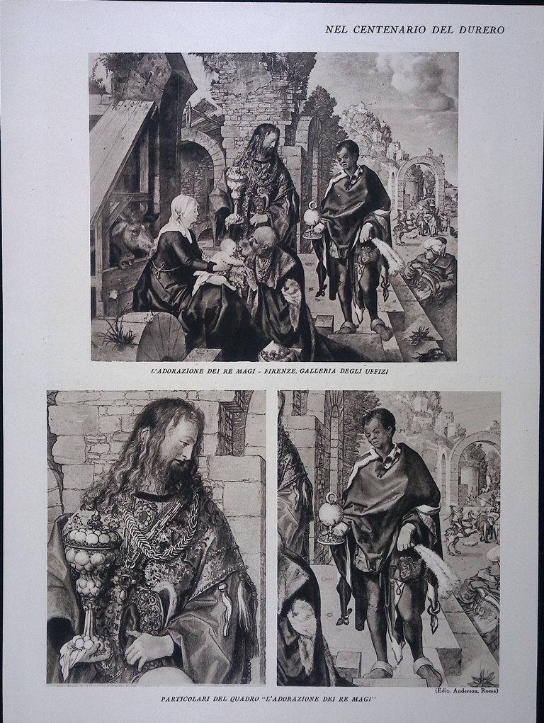 Stampa del 1928 Centenario Albrecht Dürer Vergine Figlio Adorazione dei …