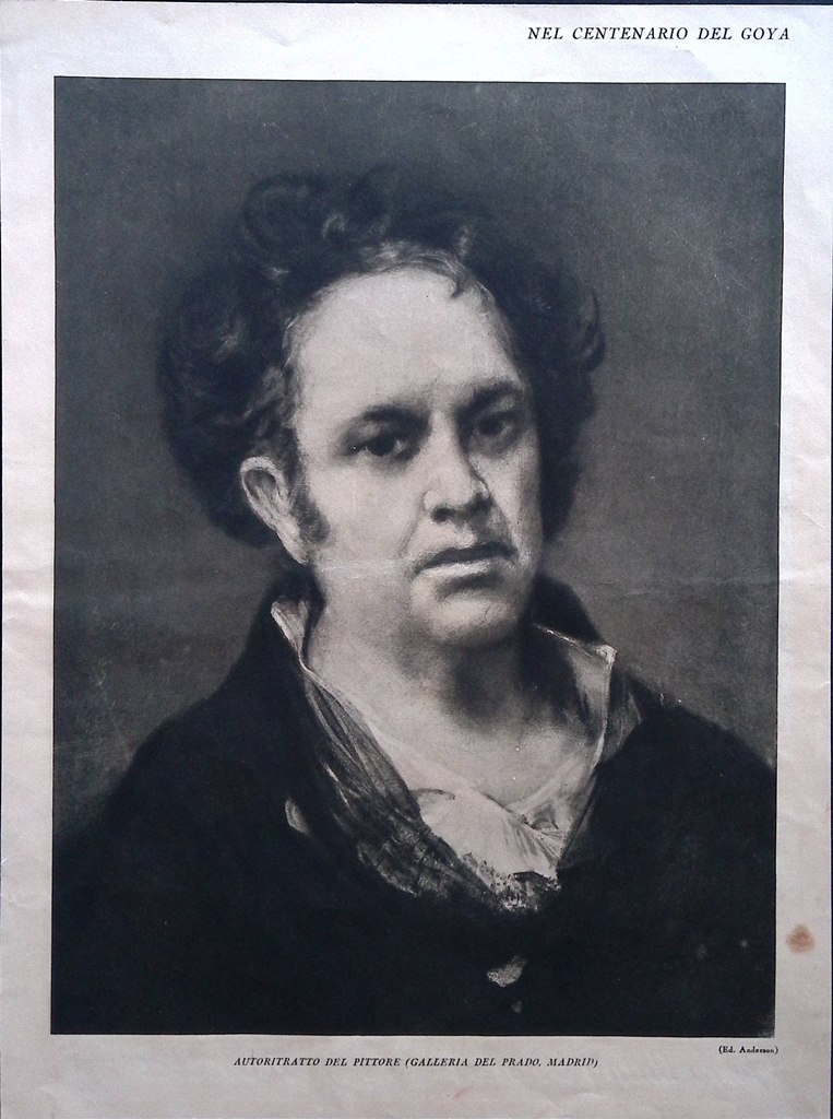 Stampa del 1928 Centenario Goya Autoritratto Incognita Famiglia Carlo Prado …