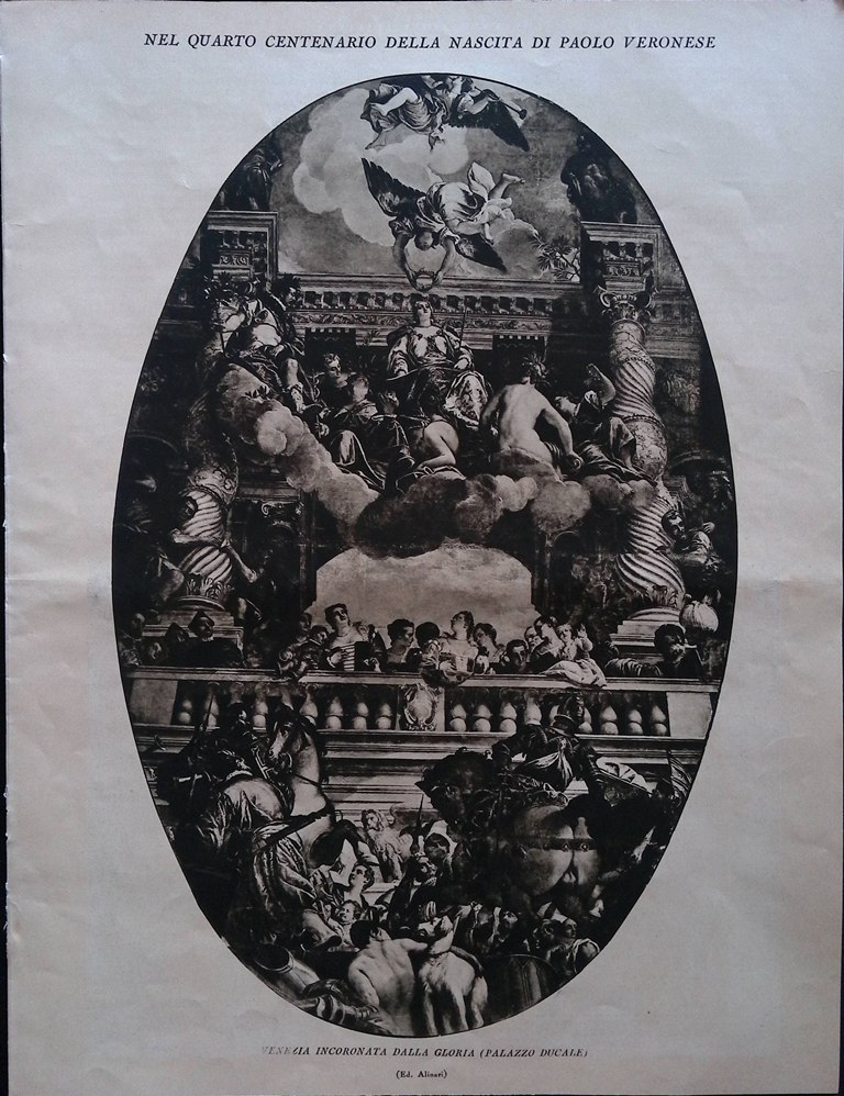 Stampa del 1928 Centenario Paolo Veronese Nozze Cana Ratto d'Europa …
