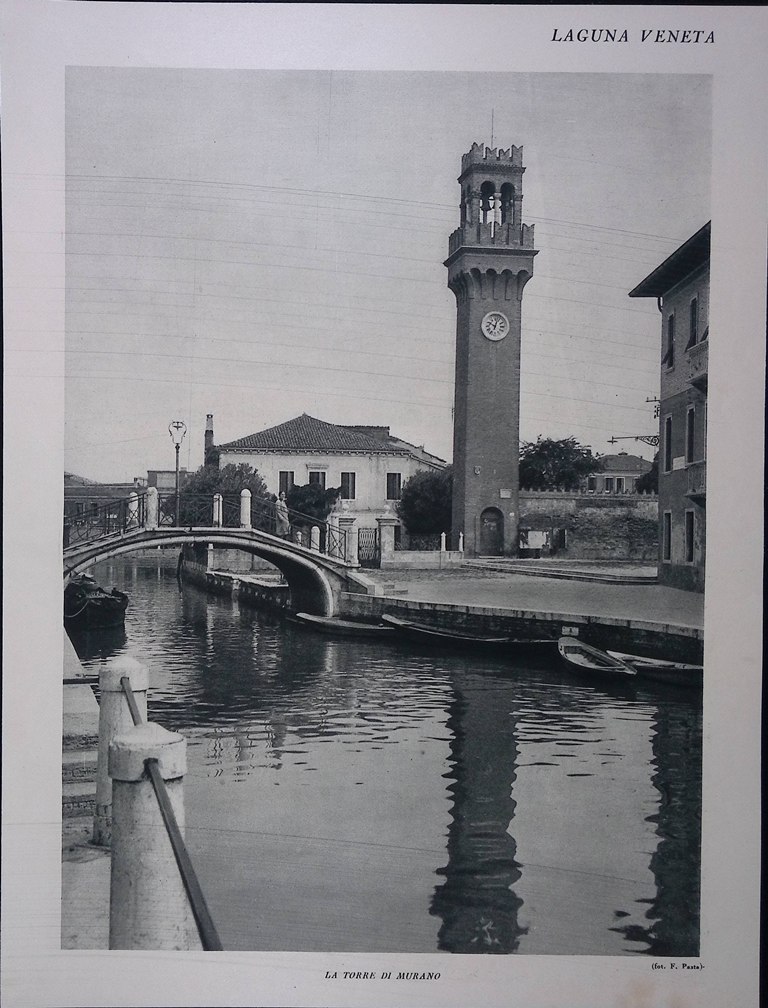 Stampa del 1928 Laguna Veneta Torre Murano Torcello Portico del …