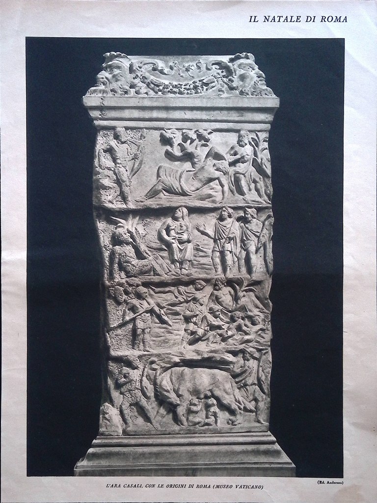 Stampa del 1928 Natale di Roma Ara Casali Roma Costantiniana …
