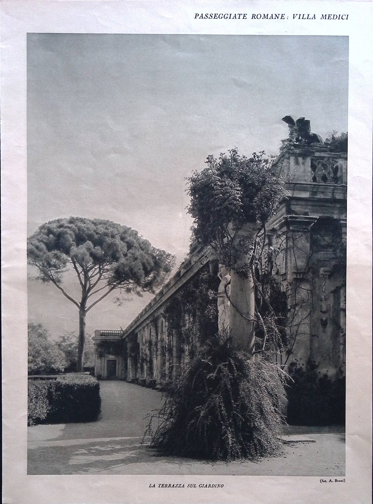 Stampa del 1928 Villa Medici Passeggiate Romane Terrazza Ingresso Giardino