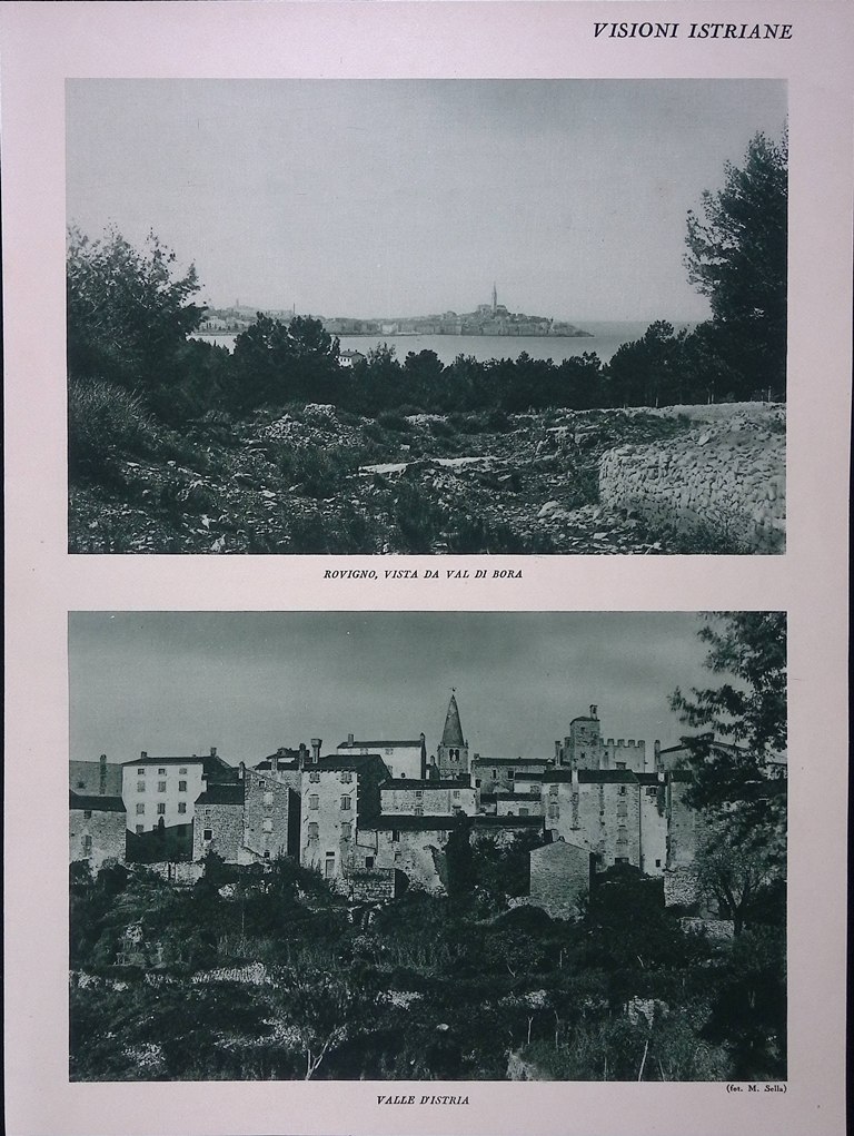 Stampa del 1928 Visioni Istriane Rovigno Valle d'Istria Brioni Canale …