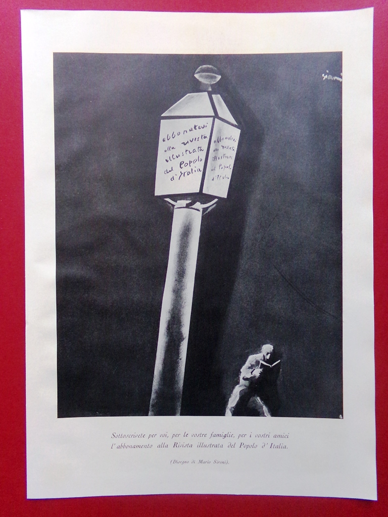 Stampa del 1929 Abbonamento Rivista Illustrata Popolo d'Italia Mario Sironi