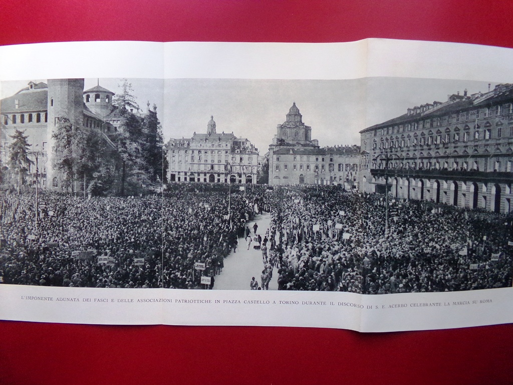 Stampa del 1929 Adunata Fasci Piazza Castello Torino Discorso Acerbo …