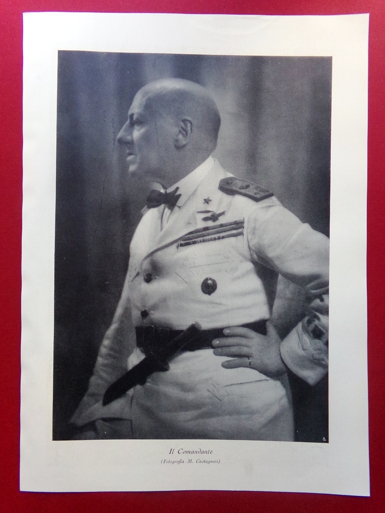 Stampa del 1929 Il Comandante Gabriele d'Annunzio Poeta