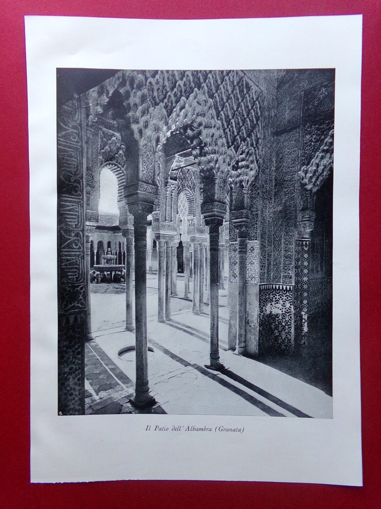 Stampa del 1929 Il Patio dell'Alhambra Granada