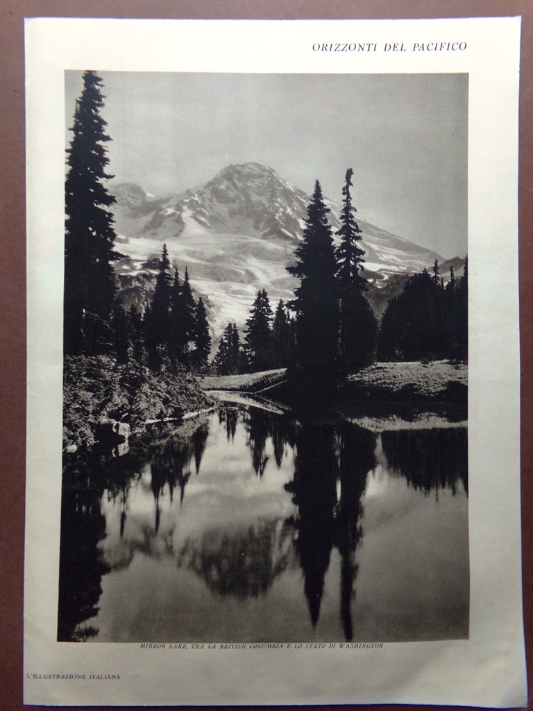 Stampa del 1929 Mirror Lake British Columbia Washington Baia Vancouver