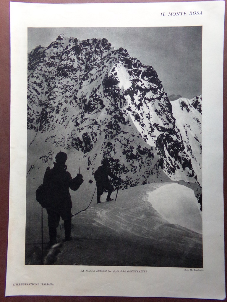 Stampa del 1929 Monte Rosa Punta Dufour Granzsattel Lyskamm Capanna …