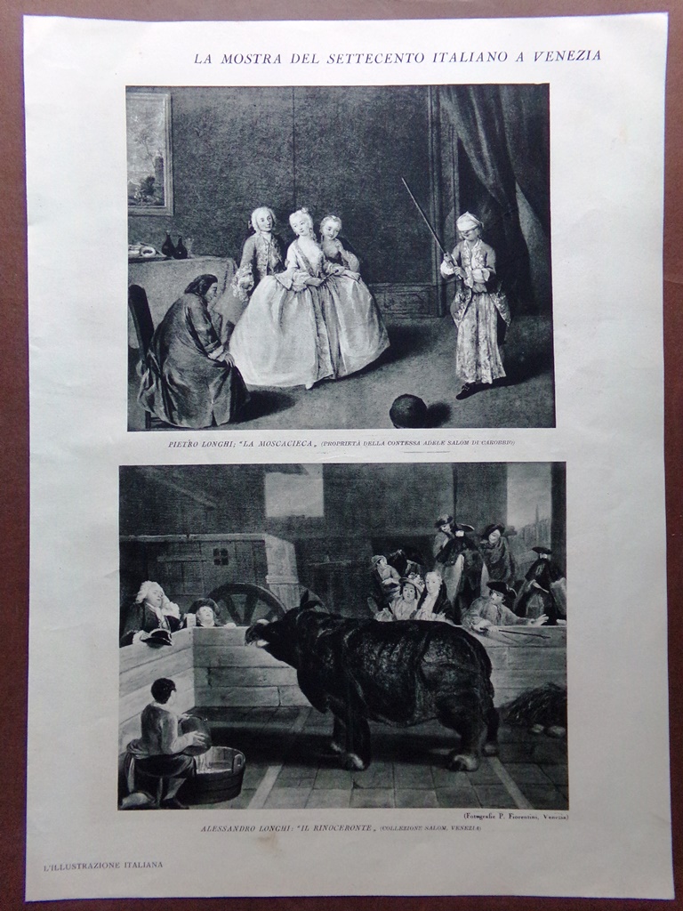 Stampa del 1929 Mostra 700 Venezia Longhi Bellotto Tiepolo Bernini