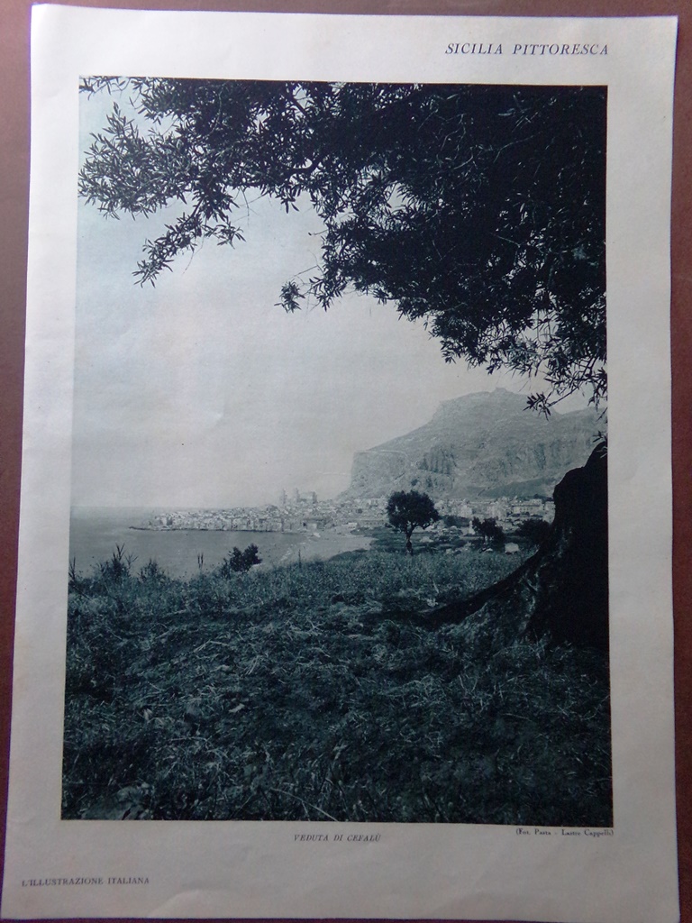 Stampa del 1929 Sicilia Cefalù Cattedrale Noto