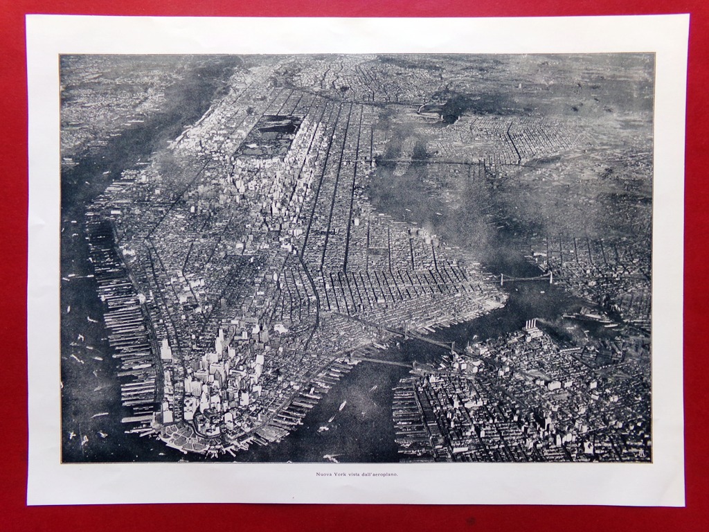 Stampa Originale del 1928 New York Vista dall'aeroplano