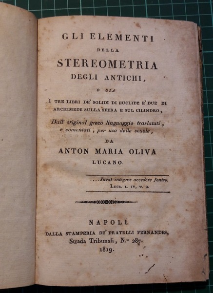 ELEMENTI DELLA STEREOMETRIA DEGLI ANTICHI O SIA I TRE LIBRI …