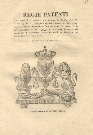 Regie Patenti colle quali S.M. autorizza un'emissione di Rendite Redimibili, …