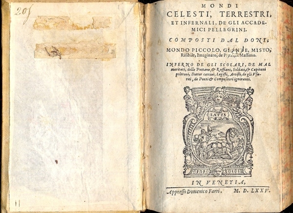 Mondi Celesti, Terrestri, et Infernali, de gli Accademici Pellegrini. Mondo …