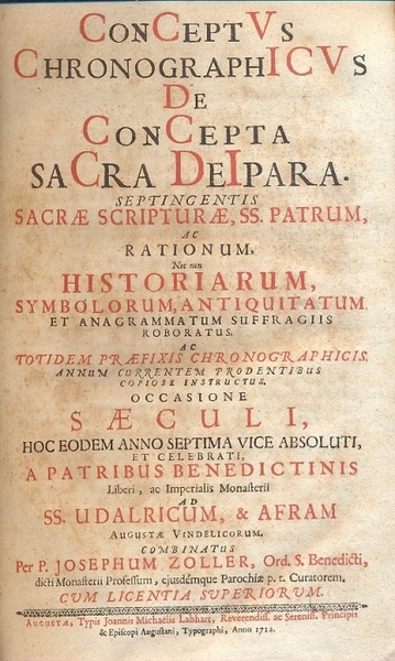 Conceptus chronographicus de concepta Sacra Deipara. Septingentis Sacrae Scripturae, SS …